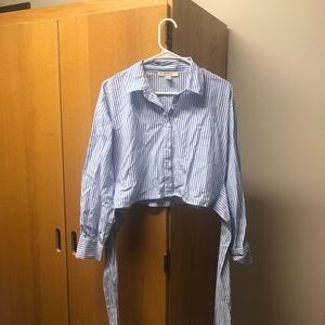 Striped Button Down with Ties (Cropped)